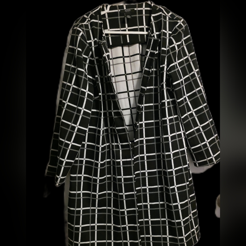 4/$25 Deal! Alfani Black and White Checkered Trench Coat